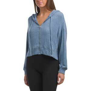 LA BIZ denim Zip Front Hoodie